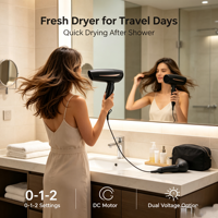 Sèche-cheveux compact pliable à moteur DC ionique haute vitesse, protection thermique, en plastique, pour extérieur, à bas prix
