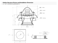 Ventilateur de toit électrique à flux axial série DWT-II pour l'extraction des fumées d'incendie, avec roulement à billes et support OEM