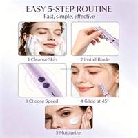 Rasoir électrique Dermaplane personnalisé en gros avec jeux de lames, étanche IPX7, pour l'épilation du visage des femmes