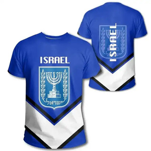 <span class=keywords><strong>Pas</strong></span> <span class=keywords><strong>Cher</strong></span> Personnalisé Haute Qualité Tailles Complètes Impression Col Rond Respirant Drapeau Israélien T Shirt Pour Hommes Femmes - Product Image 3