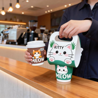 Porte-gobelets à café à emporter personnalisés, lot de 2 porte-gobelets en papier avec logo personnalisé, en forme de boisson, avec poignée