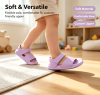 Sandales à lanières pour filles, motif dessin animé mignon, chaussures d'école violettes, semelle EVA, fermeture auto-agrippante, baskets décontractées à la mode pour enfants