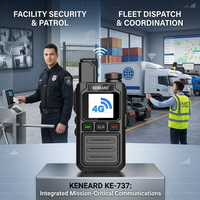 KENEARD KE-737 Talkie-walkie 4G POC à portée mondiale, batterie 3000 mAh, double Nano SIM, appels de groupe multi-fréquences, puissance de sortie 2W