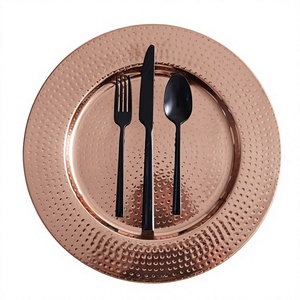 Hammered Design Metal Charger Plate Copper Finish For Engagement Anniversary Party Use High Quality Plates <b>Cheap</b> Price - Product Image 1