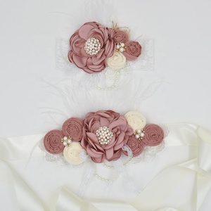 <span class=keywords><strong>Bandeau</strong></span> de luxe en ivoire, couronne florale avec plume, ceinture en perles, pour <span class=keywords><strong>mariage</strong></span> - Product Image 6