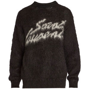High Quality Senior Custom logo Brushed <b>Mohair</b> Wool <b>Knitting</b> Jacquard Fuzzy <b>Knitted</b> Knitwear <b>Jumper</b> Sweater for Men - Product Image 1
