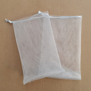 Bathing Cleaning 9*15Cm Exfoliate <strong>Net</strong> Holder Bag Ribbon <strong>Drawstring</strong> With Round Buckle Bubble Nylon Mesh Soap Bag - Product Image 3