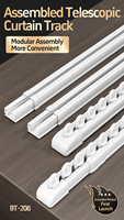 Rail de rideau télescopique moderne blanc en alliage d'aluminium, modulable, pour plafond et fenêtre, installation facile, assemblage modulaire