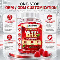 Complément alimentaire personnalisé OEM ODM sous marque privée : Gommes de vitamine B12 méthylcobalamine pour un soutien nutritionnel quotidien, formule et emballage sur mesure