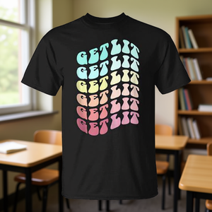 T-shirt Get Lit Teacher Vibes Reading noir taille moyenne - Product Image 3