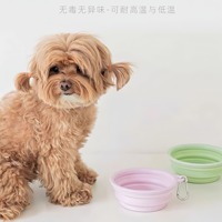 Vente directe d'usine, bol pour animaux de compagnie rond pliable, portable, de qualité alimentaire, en silicone, anti-fuite, pour les voyages en plein air