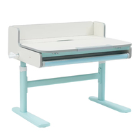 Table d'étude ergonomique pour enfants, réglable en hauteur par manivelle, avec protection dorsale anti-chute et tiroir dissimulé