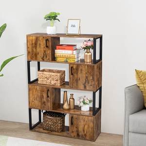Moderno Boho Modulare Book Cabinet 6 Cub Storage Scaffale per libri in legno acciaio metallo nero industriale scaffali libreria - Product Image 6