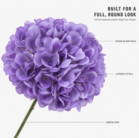 Hydrangea artificiel en soie, bouquet à tige unique, motif gaufré écologique, pour cérémonie de mariage