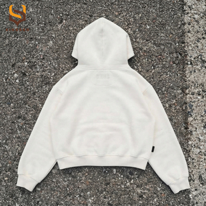 Custom Patchwork Embroidery <b>Oversized</b> Zip Up Hoodies Heavyweight Cotton <b>Fleece</b> Patch Applique Stitching <b>Mens</b> Zip Up <b>Hoodie</b> - Product Image 3