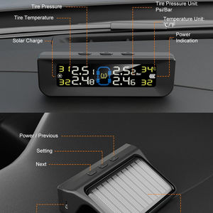 الأكثر مبيعًا شحن USB بالطاقة الشمسية TMPS للسيارة عالية الجودة نظام مراقبة ضغط تسرب الإطارات 8 بار أدى 4 أجهزة استشعار <span class=keywords><strong>TPMS</strong></span> - Product Image 3