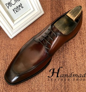 Chaussures de bureau formelles pour hommes en cuir coloré italien fait main, à bout pointu, en cuir véritable, imperméables - Product Image 2