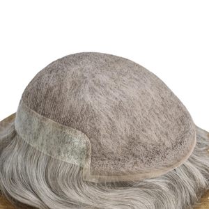 Toupet pour hommes 100% système de remplacement de cheveux humains réels <span class=keywords><strong>français</strong></span> dentelle avant hommes toupet système de cheveux noeud de blanchiment délié naturel - Product Image 2
