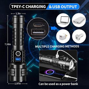 Portable P70 lampe de poche LED <span class=keywords><strong>forte</strong></span> lumière USB charge à distance Zoom télescopique corps en alliage d'aluminium pour les activités de plein air - Product Image 2