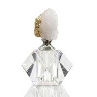 Flacons d'huile de parfum en cristal transparent K9 de qualité supérieure, pierre d'agate naturelle, 12 ml, rechargeables, vintage, pour aromathérapie