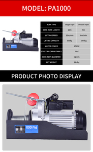 Mini palan électrique 120V Moteur monophasé/triphasé Capacité de levage 500 kg/1000 kg Construction métallique Petit palan à câble - Product Image 2