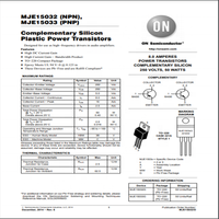 Nouvelle paire d'amplificateurs de puissance audio originaux à tubes 8A 250V 50W 30MHz, boîtier TO-220, mje15032g mje15033g