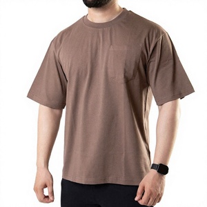 Camiseta de Algodón para Hombre, Color Marrón Sólido, Manga Corta, Cuello Redondo, Corte Regular, Tejido Jersey, Teñido Liso, Logotipo Frontal, Transpirable - Product Image 2