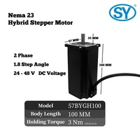 Moteur pas à pas hybride SY Nema 23, couple élevé 3,0 Nm, 8 mm, 1,8 degré, 2 phases, DC 24V-48V 5A, 57BYGH100, garantie 1 an, certifié CE