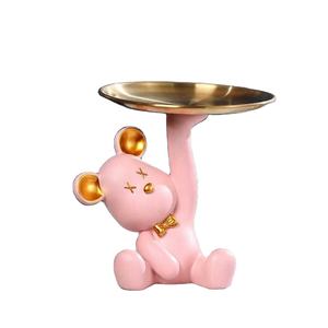 Bandeja de Almacenamiento de Llaves para la Entrada, Adornos para la Sala de Estar, Escritorio, Estilo Moderno y Lujoso, Bandeja con Diseño de Oso Tierno - Product Image 6