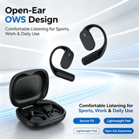 Écouteurs sans fil OWS à batterie amovible, Bluetooth 5.4, écouteurs ouverts, haut-parleur 15 mm, commande tactile, écouteurs de sport, portée de 10 m