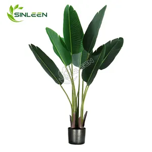 Árbol pájaro del paraíso planta viajero Palma plástico interior bonsái hoja verde falso vegetación plantas de seda artificiales