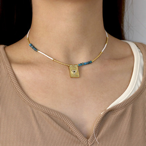 Chuỗi Hạt Đá Tự Nhiên Mặt Dây Chuyền Tay Fatima Mắt Trái Tim Hạt Miyuki Vòng Cổ Hạt Apatite Mã Não Đỏ <span class=keywords><strong>Ruby</strong></span> - Product Image 3