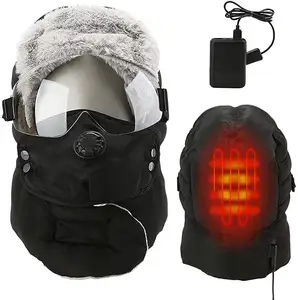 防風ゴーグルと3Dマスクで充電可能なUSB加熱帽子冬の厚い暖かい爆撃機の帽子防水ユニセックス加熱スキーキャップ