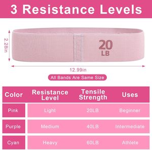 Bandes de résistance en tissu antidérapantes <span class=keywords><strong>pour</strong></span> exercices de fitness, bandes <span class=keywords><strong>pour</strong></span> les hanches et les fessiers, <span class=keywords><strong>pour</strong></span> la remise en forme à domicile, les entraînements, la salle de sport, le <span class=keywords><strong>yoga</strong></span>, le Pilates 20/40/60LB - Product Image 2
