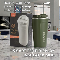 Mug à café isotherme classique avec affichage de la température intelligent, en acier inoxydable, couvercle LED, thermos à double paroi, sans BPA, anti-fuite, pour voiture