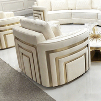 Juego de Sofás Seccionales Modulares de Lujo de 7 Plazas, Sofás Curvos en Forma de C de Tela, Esponja Acolchada para un Mueble de Sala de Estar Confortable
