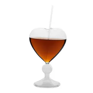 Heart shape wine cups wholesale new design cocktail glasses creative heart shaped goblet stemware glass supplier