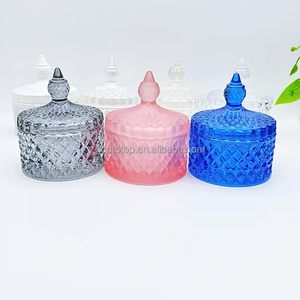 Contenitori Moderni e Colorati in Oro Rosa all'Ingrosso, Barattoli e Bottiglie in Vetro per Candele con Coperchio in Terracotta per la Fabbricazione di Candele - Product Image 2