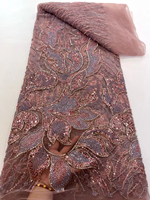 Tissu en dentelle pleine perles couleur violet foncé NI.AI avec broderie de sequins et perles, couleur de fond luxueuse pour mariages et fêtes LY6496