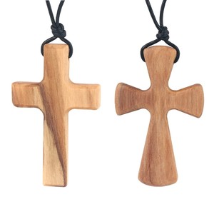 Colgante de cruz de madera de olivo <span class=keywords><strong>para</strong></span> hombres y mujeres, primera comunión, regalos religiosos cristianos, collar de Cruz de confirmación de madera, artesanías - Product Image 1