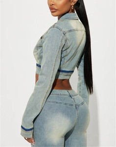 2024 femmes printemps vêtements Vintage Denim veste col rabattu coupe ample Jean veste pour femmes femmes veste pantalon - Product Image 2