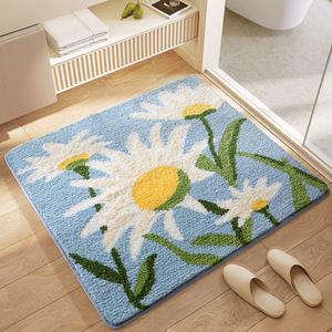YOULTTAN Motif Floral Antidérapant Absorbant l'Eau Polyester TPR Backed Tapis De Bain Tapis De Salle De Bain Capitonné - Product Image 5
