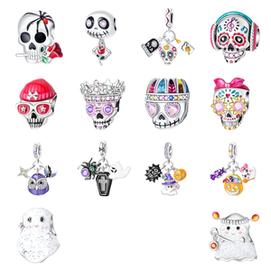 2025 Halloween libération squelette espiègle citrouille pendentif perle 925 argent cuivre Zircon bijoux Bracelet fêtes cadeaux - Product Image 4
