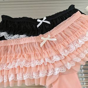 Culotte de bikini en maille à volants pour <span class=keywords><strong>femme</strong></span>, style Y2K Lolita, mini-short froncé sexy coquette taille basse tricotée extensible - Product Image 4