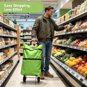 Outdoor Shopping <b>Cart</b> with Wheels <b>Foldable</b> Portable Hand <b>Cart</b> Lightweight Backpack-Style for Home Outdoor Shopping Bags Storage - Product Image 3