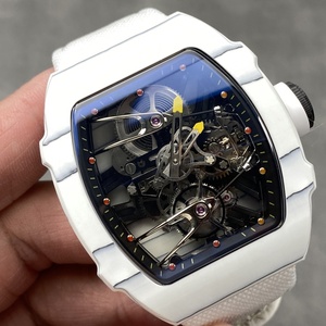Montre pour homme haut de gamme avec boîtier en fibre de carbone blanche, mouvement tourbillon creux, bracelet en tissu doux - Product Image 3