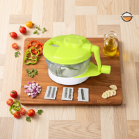 Handmatige plastic multifunctionele groentesnijder, -schaaf, -knoflookpeller, -pers, -blender en -vleesmolen