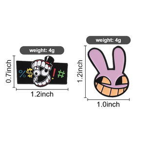 Ensemble de badges en émail <span class=keywords><strong>duo</strong></span> 'Creepy Grin Bunny' à l'humour noir, pour la décoration quotidienne de vestes et sacs, et comme badges de revers - Product Image 6