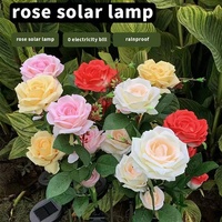 LED Surya Lampu Bunga Mawar Simulasi untuk Dekorasi Lanskap Taman Rumput