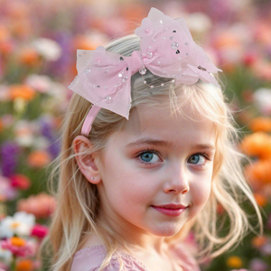 Bandeau de cheveux en tulle scintillant avec nœud en forme de couronne pour filles, accessoires pour cheveux, bandeau pour les dents, style princesse, mode chinoise - Product Image 6